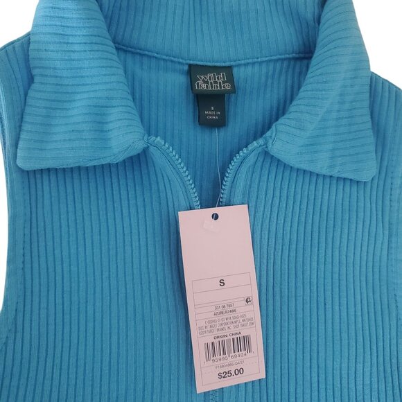 Wild Fable womens mini dress blue color sleeveless zip-front bodycon nwt Sz( S ) - Picture 8 of 10